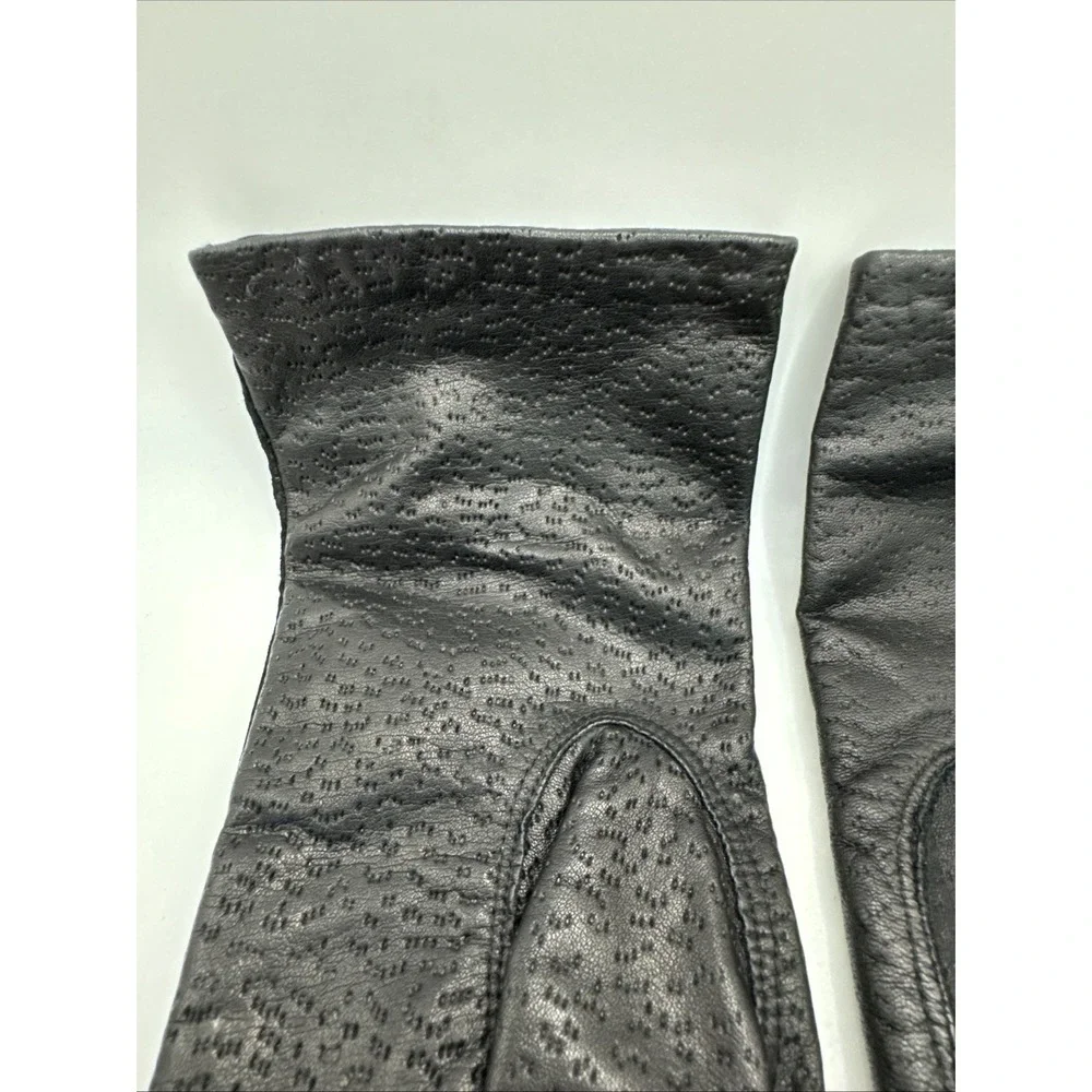 Vintage‎ Genuine Leather Woman's Black Gloves - M